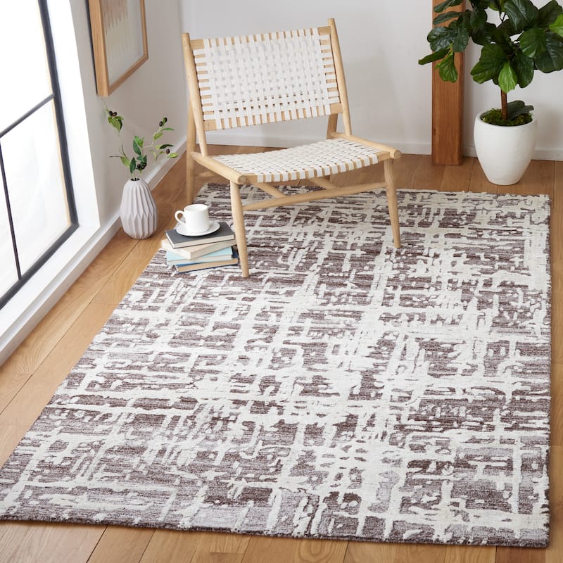 SAFAVIEH Handmade Soho Krystin Modern Abstract Rug - 4' x 6' - Brown/Ivory