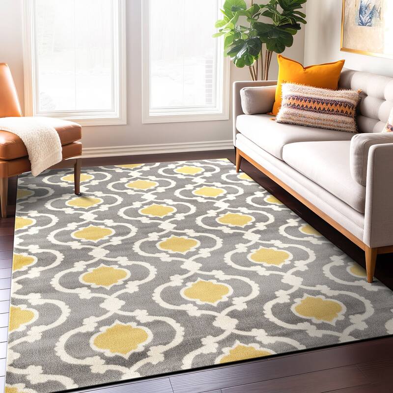 Porch & Den Touro Trellis Area Rug - 5'3" x 7'3" - Gray/Yellow