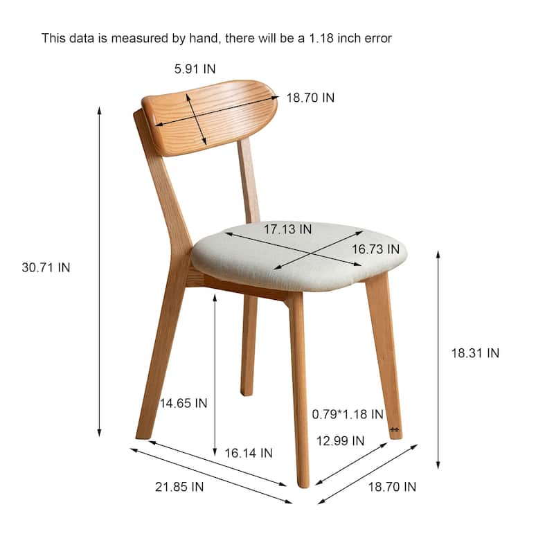 Modern Dining Chair Solid Wood Dining Chair with Curved Backrest and Non-Slip Feet, for Dining Room and Living Room