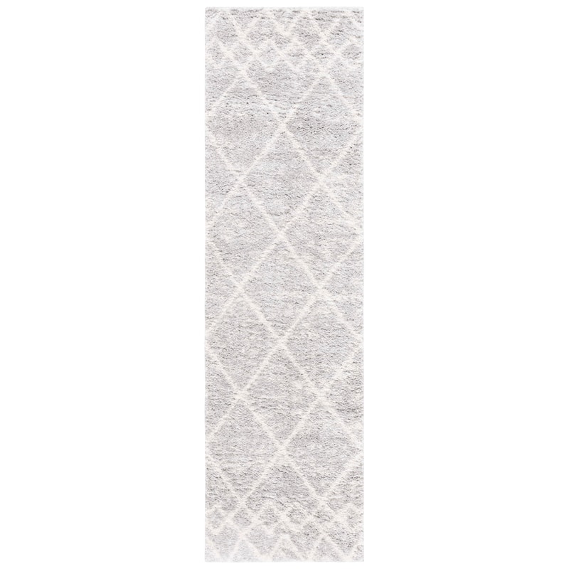 SAFAVIEH Berber Shag Guluzar Moroccan Boho 1.25-inch Rug - 2' 3" x 8' - Ivory/Grey - Runner