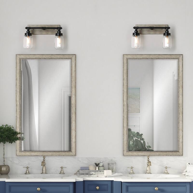 Kole Farmhouse 2-Light Bathroom Vanity Light Glass Wall Sconces for Powder Room - W18"x H11.8"x E6.3"