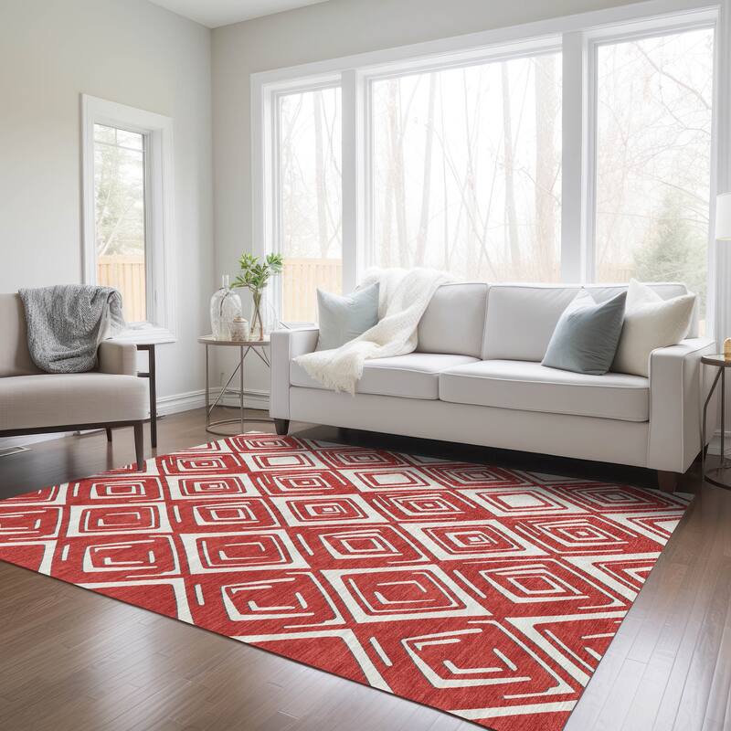 Machine Washable Indoor/ Outdoor Chantille Contemporary Diamonds Rug
