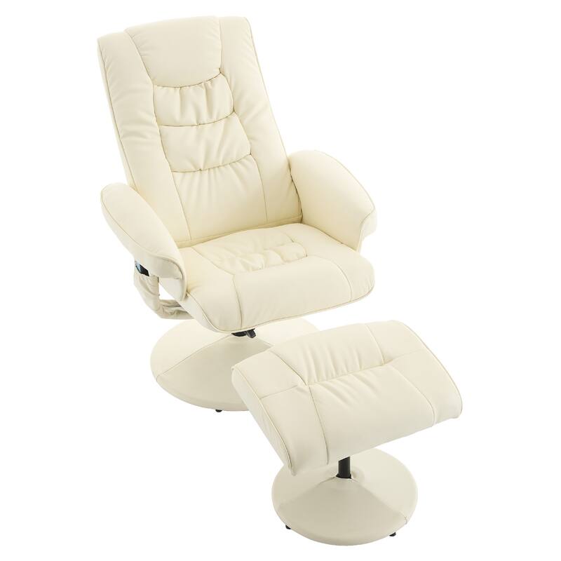 PU Leather 360° Swivel Massage Recliner Chair with Ottoman, Massage and Heated Seat