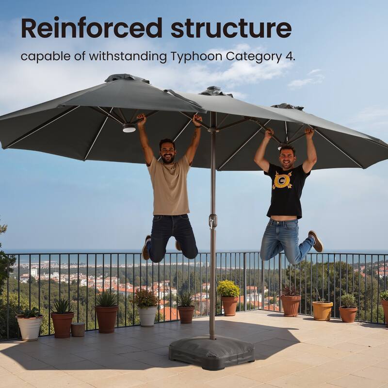 ​OVIOS 15ft LED Double Side Patio Umbrella Extra Large with Crank