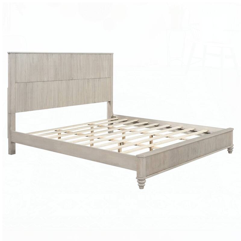 Solid Wood Bed Frame with Tall Headboard