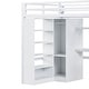 preview thumbnail 8 of 11, Full Size Loft Bed with Built-in Desk and Wardrobe, Kids Metal Bed Frame with USB Ports, 5-layer Shelf for Bedroom