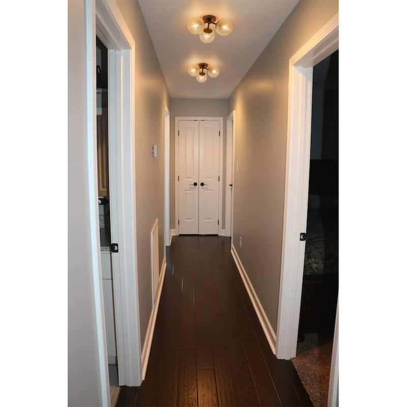 Modern 3-Light Semi Flush Mount With Opal Glass Shade