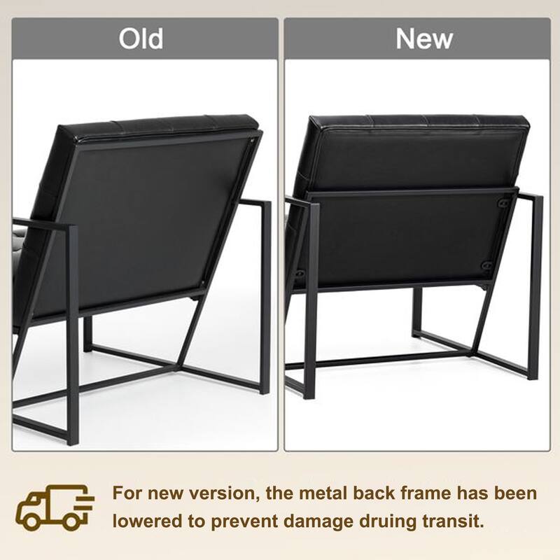 Glitzhome 29.50"W Mid-Century PU Leather Tufted Accent Chair - 29.5"W x 30.5"H x 29.25"D