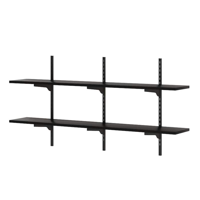 Wallniture Turin 48" Black Floating Wall Shelf with Adjustable Brackets, Hanging Shelves, Wall Mounted, Boho Decor, Tier Options