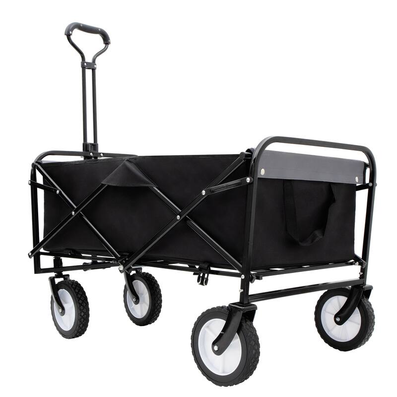 Collapsible Folding Wagon Cart with 360-Degree Swivel Wheels, Heavy-Duty Frame, Unique Strapping System, and Two-Tone Design
