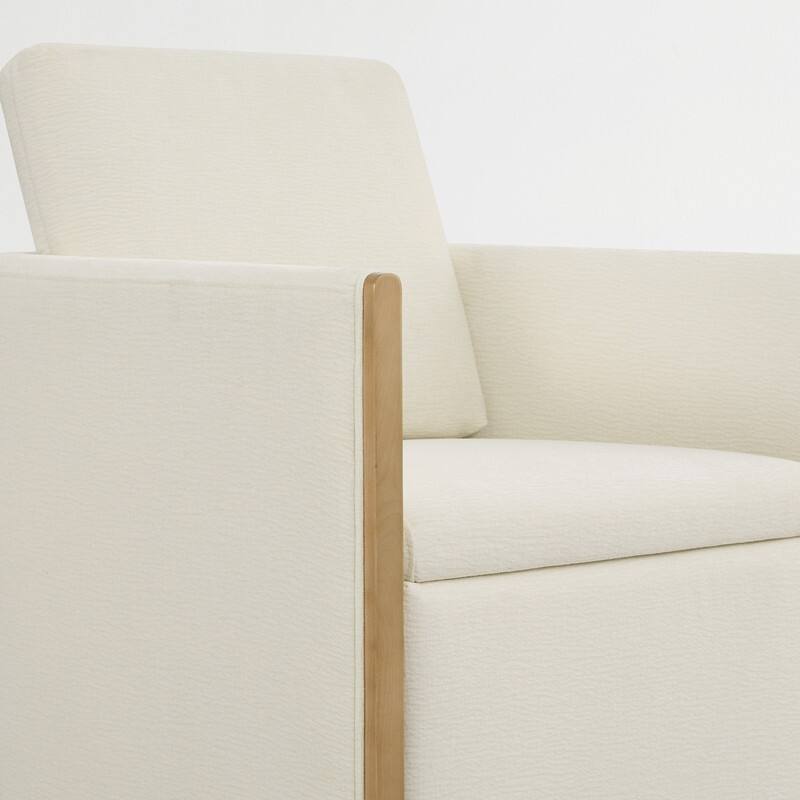 Spruce & Spring Modern Chenille Dining Chair with Casters, Wood Inlay & Hidden Storage