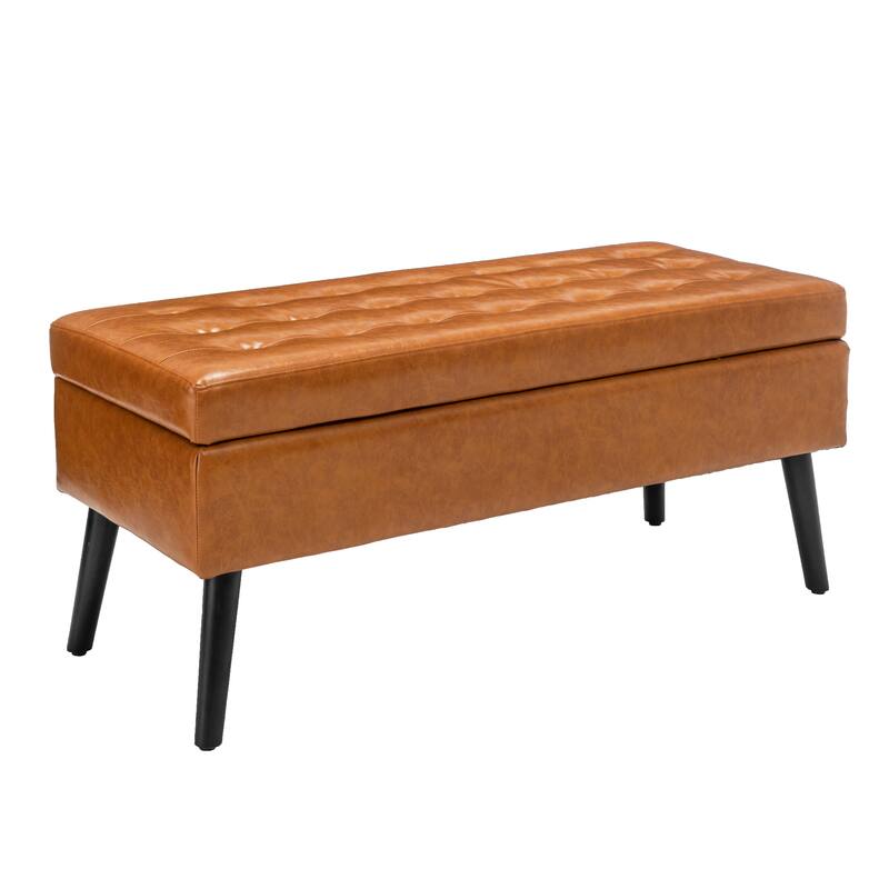 Comfortable Ottoman Bench Entryway Footrest Seat for Living Room, Storage Bench Hallway Stool with Safety Hinged Flap