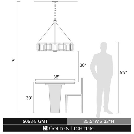 dimension image slide 1 of 2, Marco 8 Light Chandelier