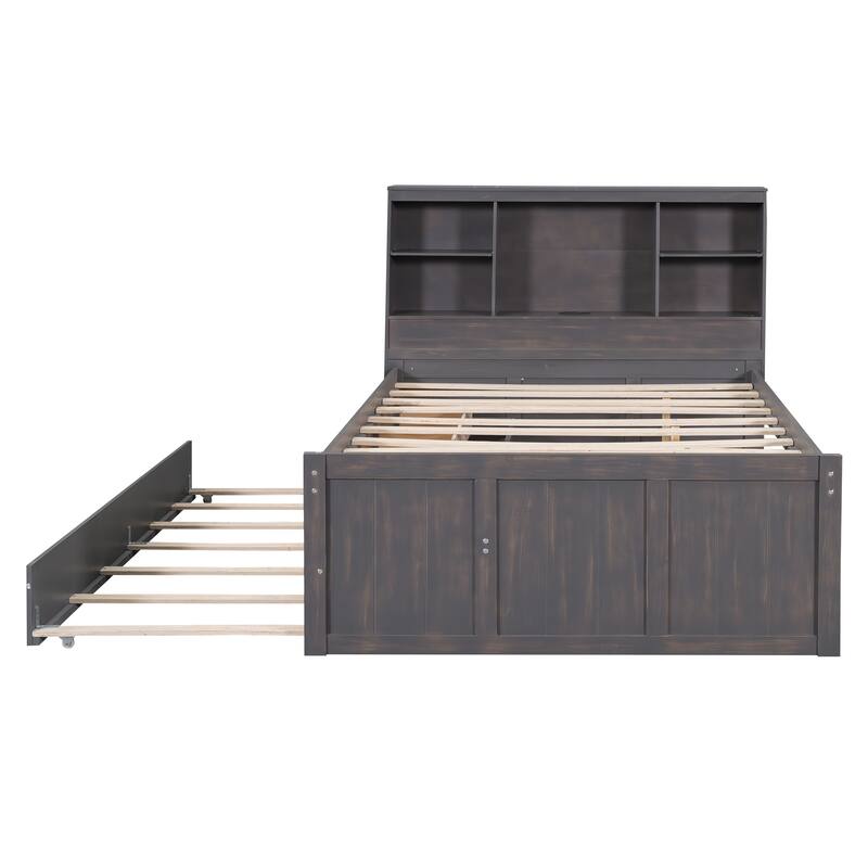 platform bed with Storage Headboard