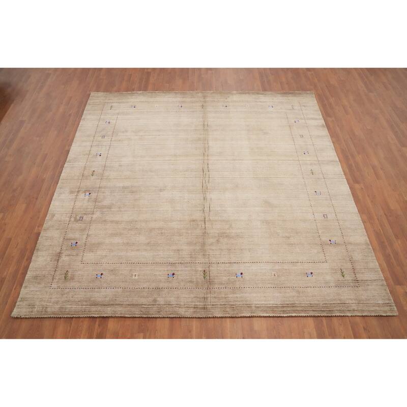 Hand Knotted Oriental 100% Wool Carpet Tribal Animal Pictorial Brown Gabbeh Area Rug - 8' 11'' X 8' 11''