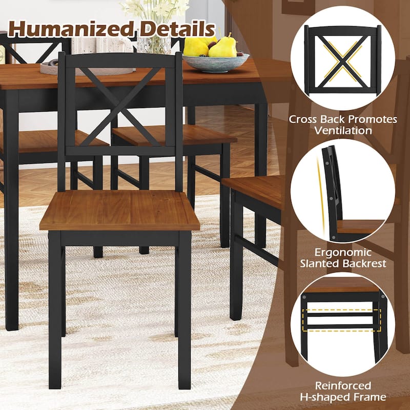Costway 5 Piece Dining Table Set for 4 People with Rubber Wood Legs,