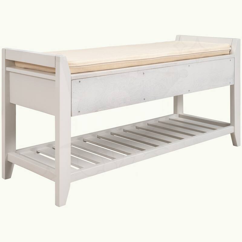 Shoe Rack with Cushioned Seat and Drawers