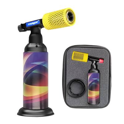 Butane Torch with Anti-scalding Device,Stainless Steel Protective Cover,Refillable Kitchen Torch Lighter,Adjustable Flame Guard