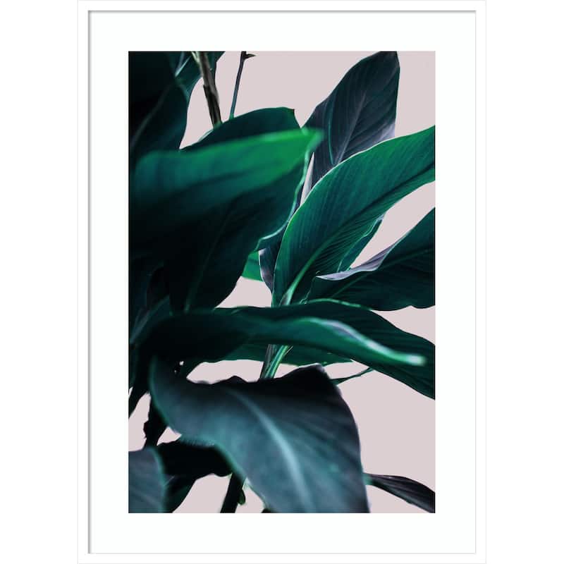 Elegance Of Tropical Leaves by Mareike Bohmer Wood Framed Wall Art Print