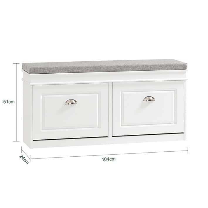 SoBuy FSR64-W, Hallway Shoe Bench Storage Cabinet With Flip-Drawer
