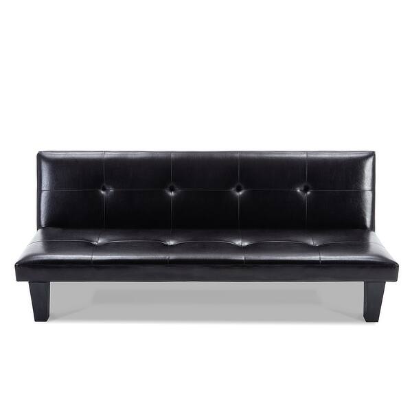 Belleze Faux Leather Sofa Futon Bed Sleeper Couch W 2 Pillow Brown Standard On Sale Overstock 15960092