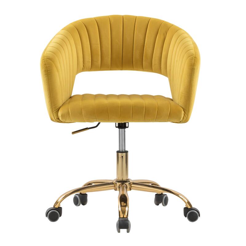 HOMEFUN Velvet Upholstered Swivel Adjustable Height Home Office Chair With Wheels