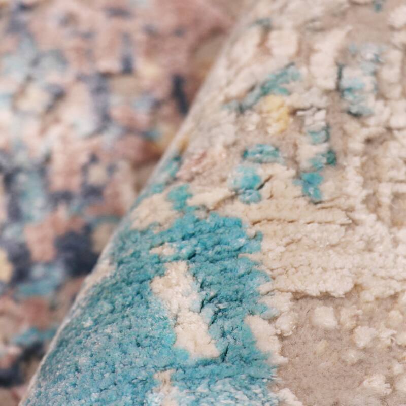 Pasargad Home Modern Hand-Knotted Abstract Ivory Area Rug