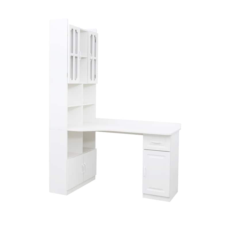 GDFStudio - Saly Modern Multi-Function Home Office Desk & Workstation with Storage, Drawers & Hutch