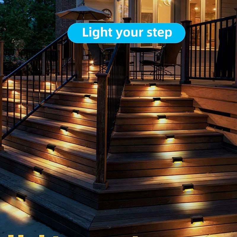 4//6PCS Solar LED Deck Lights Outdoor Path Garden Pathway Stairs Step Fence Lamp