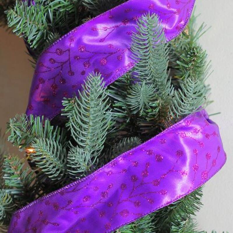 Shimmering Purple Tree Wired Christmas Craft Ribbon 2.5" x 10 Yards