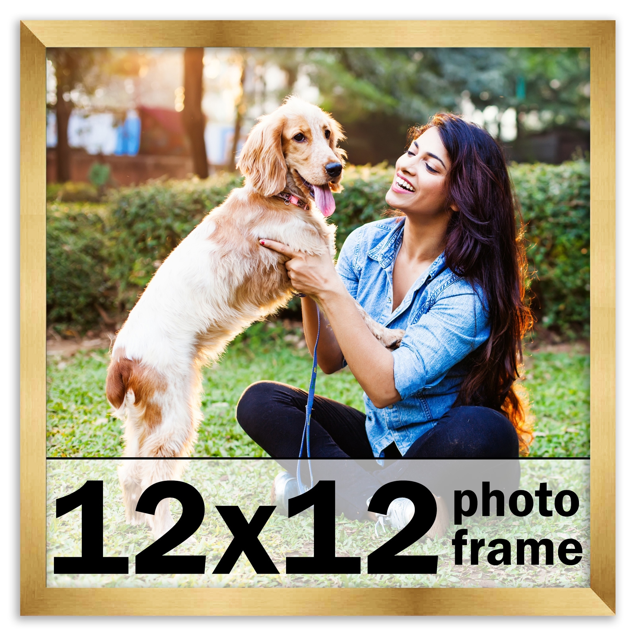 CustomPictureFrames.com 12x12 Frame Gold Bronze Picture Frame - Modern Photo Frame Includes UV Acrylic Shatter Guard Front, Acid Free Foam Backing