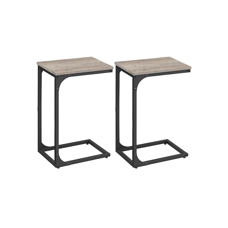 Steel Particleboard C Shaped Side Tables Set of 2 Slim Design for Small Spaces - 15.7" x 11.8" x 24.4"
