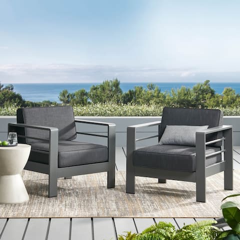 Cape Coral Outdoor Aluminum Club Chairs with Water Resistant Cushions (Set of 2) by Christopher Knight Home