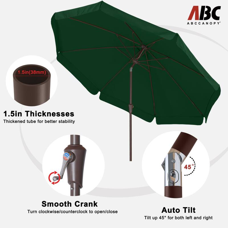 ABCCANOPY 9FT Outdoor Table Market Umbrella Tilt and Crank for Garden