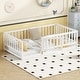 preview thumbnail 40 of 89, Montessori Floor Bed with Fence & Door, Toddler Wood Bed Frame for Kids White - Twin