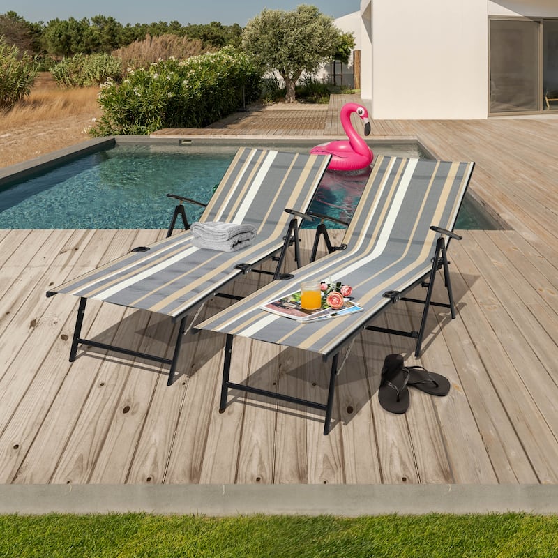 Nuu Garden Outdoor Folding Chaise Lounge with Adjustable Backrest