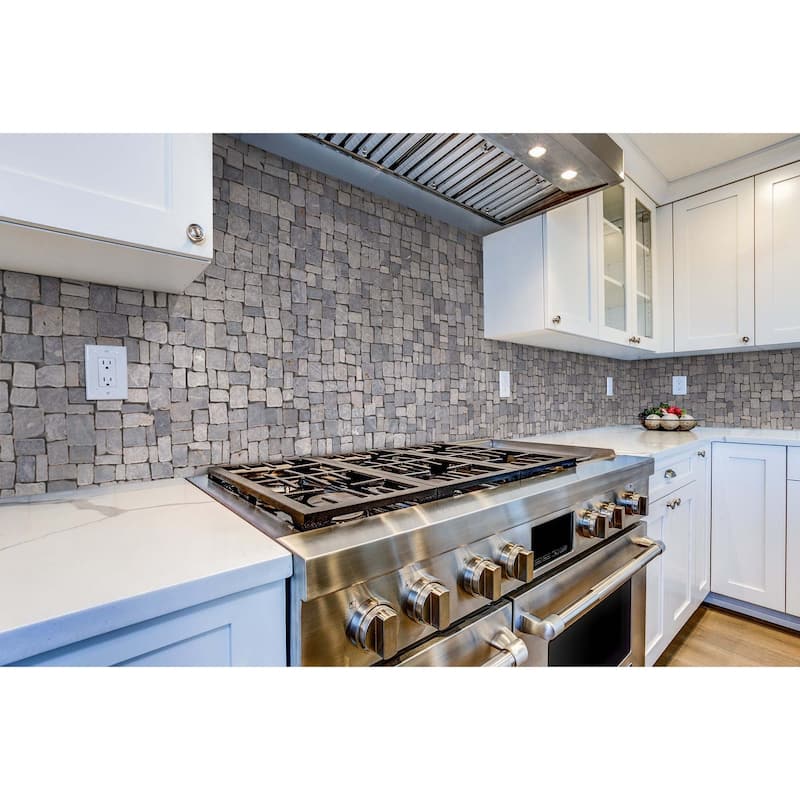 Cruz Bay Studio XQ3R Block Mosaic - 11" x 11" Pebble and Rock Floor