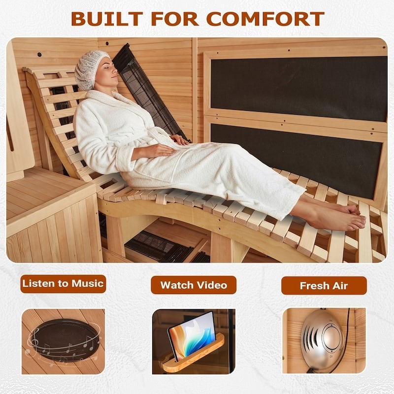 EROMMY up to 3 Person Infrared Sauna with 15-Minute Warm-Up Heater Tube and Carbon Plate