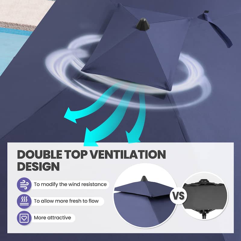 11-Piece Outdoor Dining Set 8 Stackable Chairs and Aluminum Table w/ 10 ft Umbrella and Base Stand