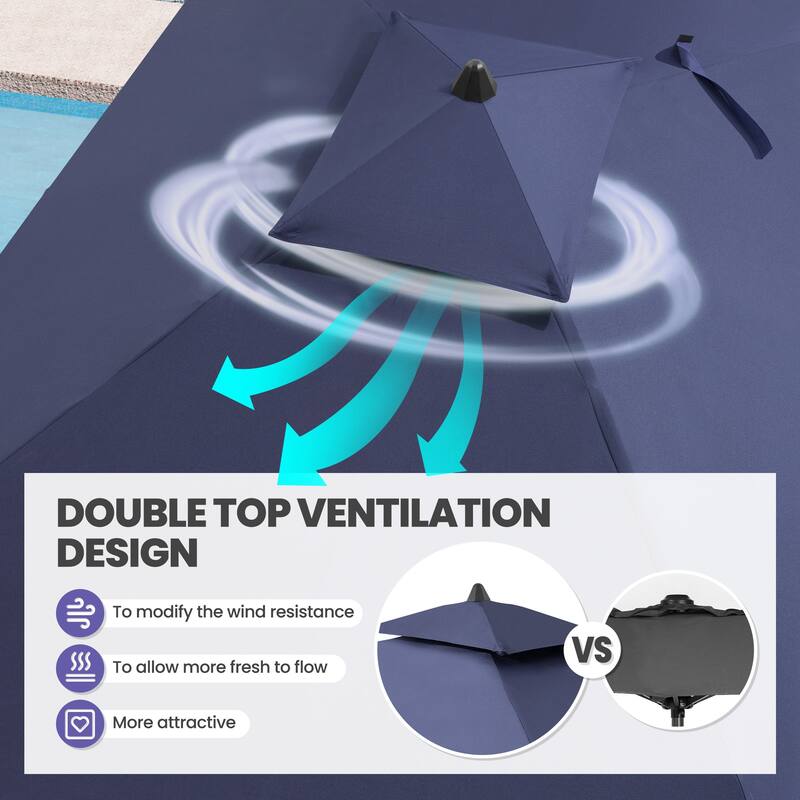 9/11-Piece Outdoor Patio Dining Set w/10 ft Umbrella and Base Aluminum Dining Table and Dining Chairs with Sunbrella Cushions