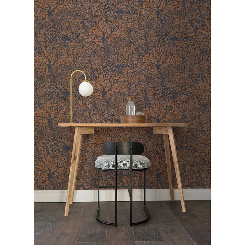 A-Street Prints Olle Orange Forest Sanctuary Wallpaper