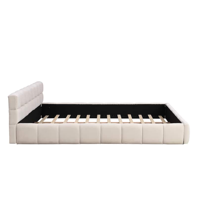 Christopher Knight Home - Evelyn Chenille Upholstered Bed with Modern Checkerboard Headboard