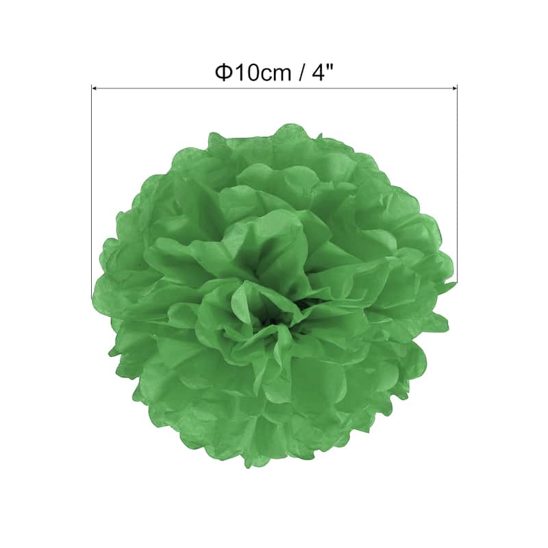 10Pcs 4" Tissue Pom Poms Paper Flowers Ball Party Wedding Decor - 4 inch - Green