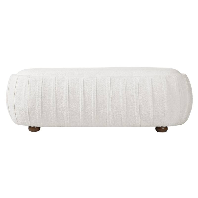 Christopher Knight Home - Curve Modern Upholstered Wooden Ottoman with Oval Design