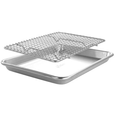 Oster Baker's Glee SS 13in Cookie Sheet and Cooling Rack Set in Silver
