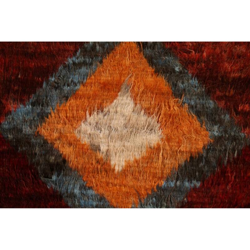 Hand Knotted Oriental 100% Wool Carpet Modern Tribal Red Moroccan Area Rug - 8' 9'' X 6' 4''