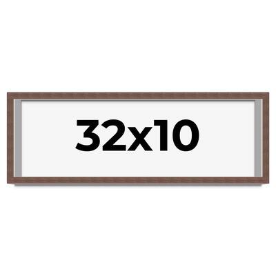 32x10 Shadow Box Frame Brown | 1.125 inches Deep Real Wood Rustic