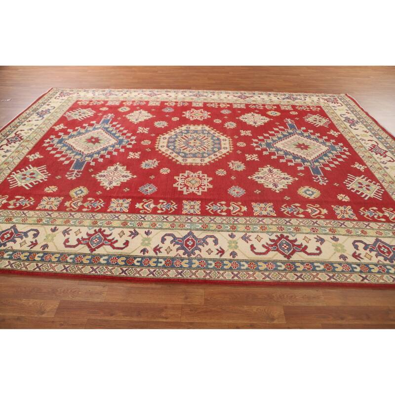 Red Kazak Area Rug Hand-Knotted Traditional Wool Carpet - 8'10"x 11'8"