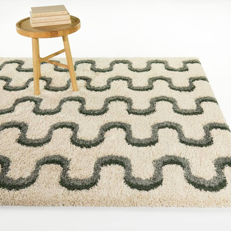 Boreas Squiggle Stripe Area Rug - Green/Blue - 7'10" x 10'