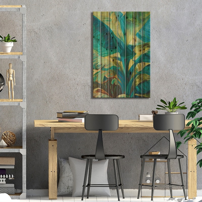 Green Banana Duo I Print On Wood by Suzanne Wilkins - Multi-Color